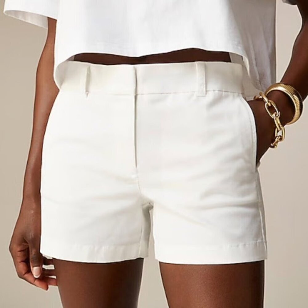 J. Crew 4" Stretch Chino Short Mid-Rise Size 8 White